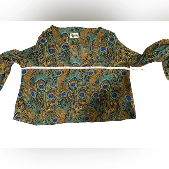 Peacock print sheer blouse - size M/L - Picture 7 of 8